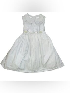 Laura Ashley Girls 2T Green Gingham Dress Ruffle Lined Scalloped Collar Rosettes